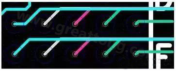 兩個過孔間只能過一根線的BGA出線，共用4個走線層