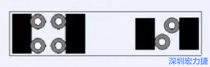 對于大尺寸的電容，比如板級濾波所用的鉭電容，推薦用圖中的安裝方法