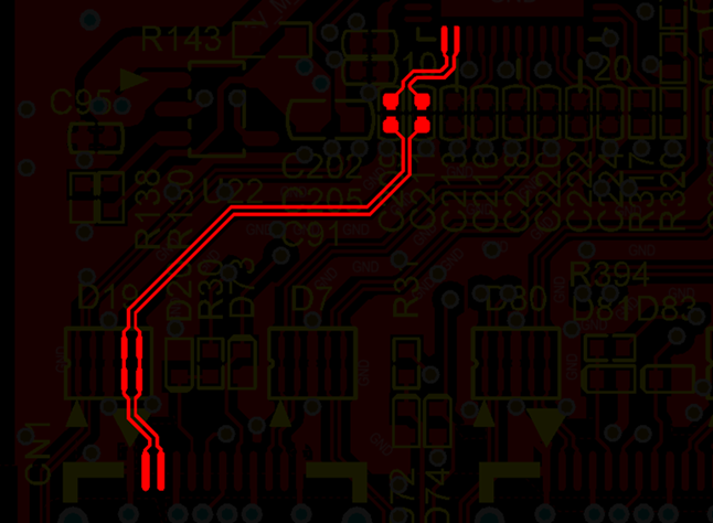 差分線盡量走等長線、等距，避免時(shí)序偏差及共模干擾
